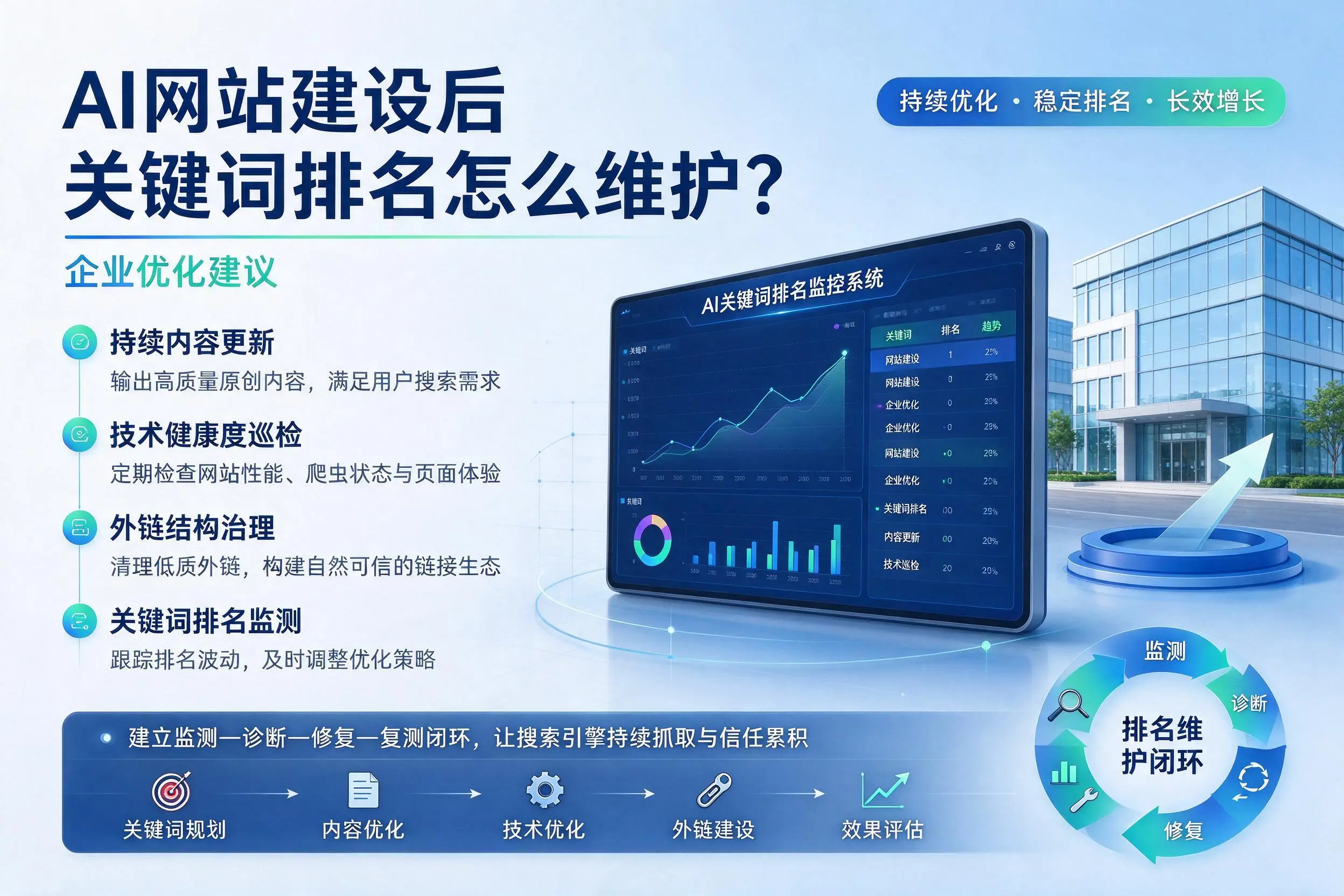 AI网站建设后关键词排名怎么维护?东莞企业优化建议